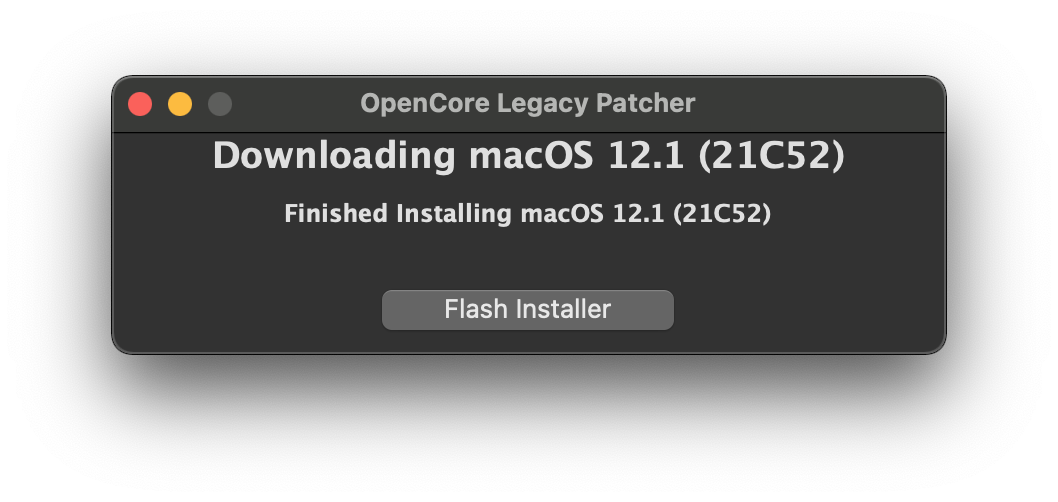OCLP GUI Installer Download Finished