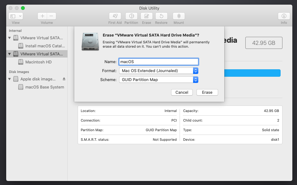 Disk Utility in macOS Installer, select View > All Drives
